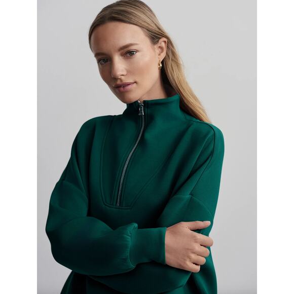 Varley Hawley Half-Zip Sweat Forest Green Double Soft-S - Picture 2 of 11